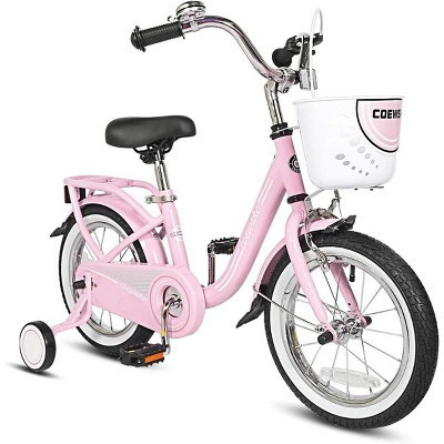 Kid's Bike Bicycles Steel Frame, Toddler Children Girls Bicycle 14 Inch with Training Wheel for 3-12 Years Old, Pink | Target
