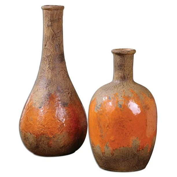 Uttermost 19825 Kadam Orange Ceramic Vases - Orange - Walmart.com | Walmart (US)