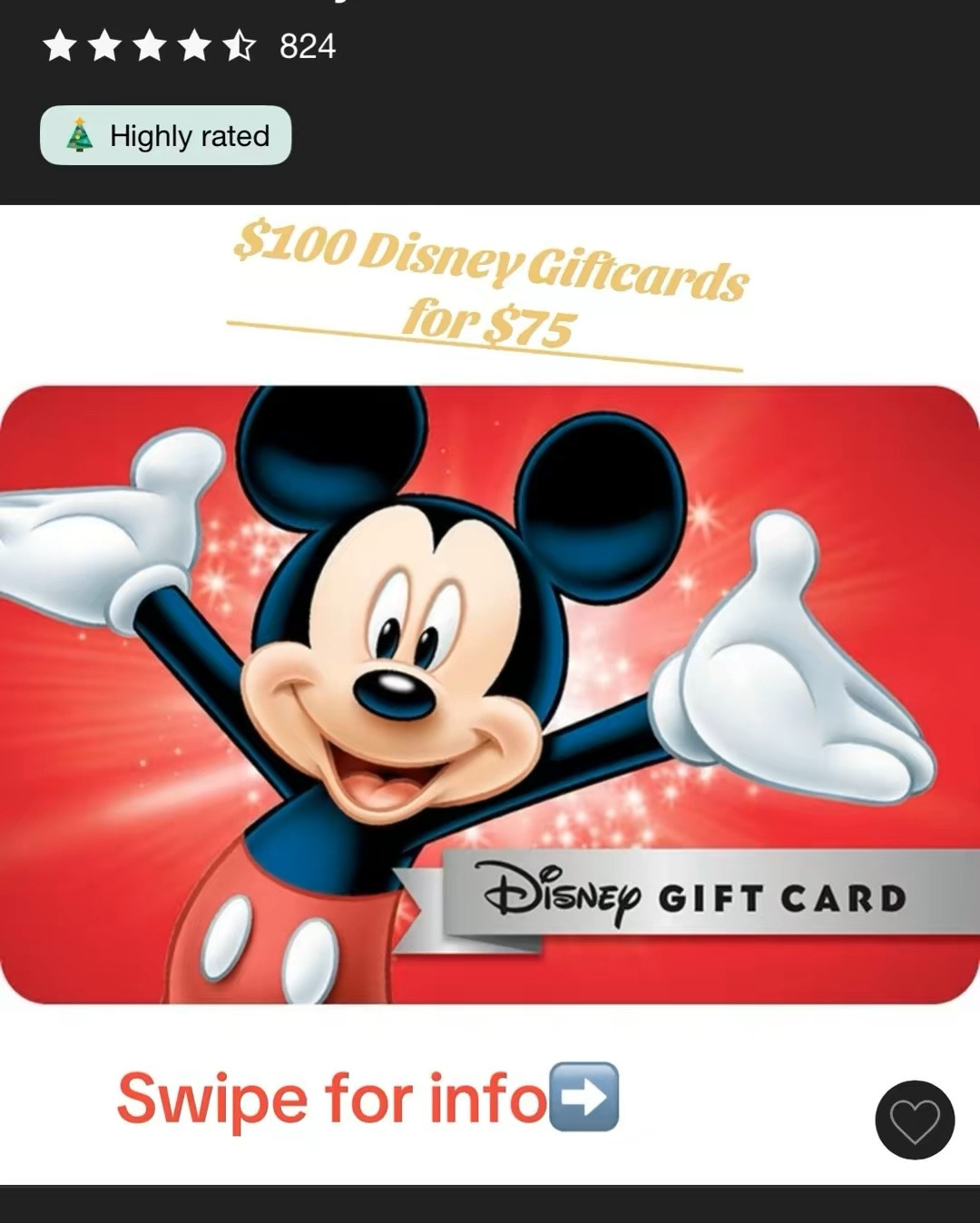 Snag this $100 Disney giftcard for $75! I’m going to Mickey’s Very Merry Christmas party next month, so definitely going to be able to use this throughout the park! You can also use it on tickets, hotels, food etc. I’ll then use the Target rewards to do my shopping when I arrive ! It’s like a prepaid trip!

This also makes a great Christmas gift for anyone who visits Disney frequently!

Need help? Comment below and I’ll DM you the step by step!

✨ 🎄 

#christmas #christmasgift #disney 

#LTKGiftGuide #LTKHoliday #LTKCyberWeek