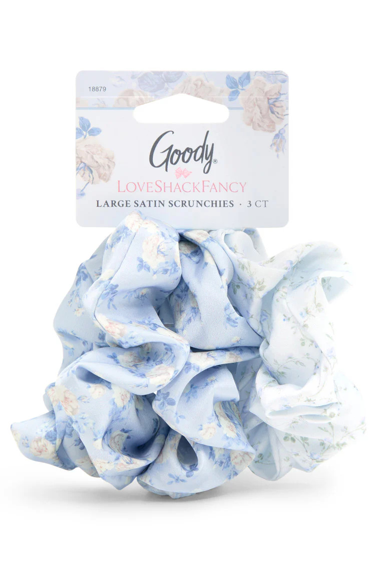 LoveShackFancy x Goody Blue Large Satin Scrunchie Set | LoveShackFancy