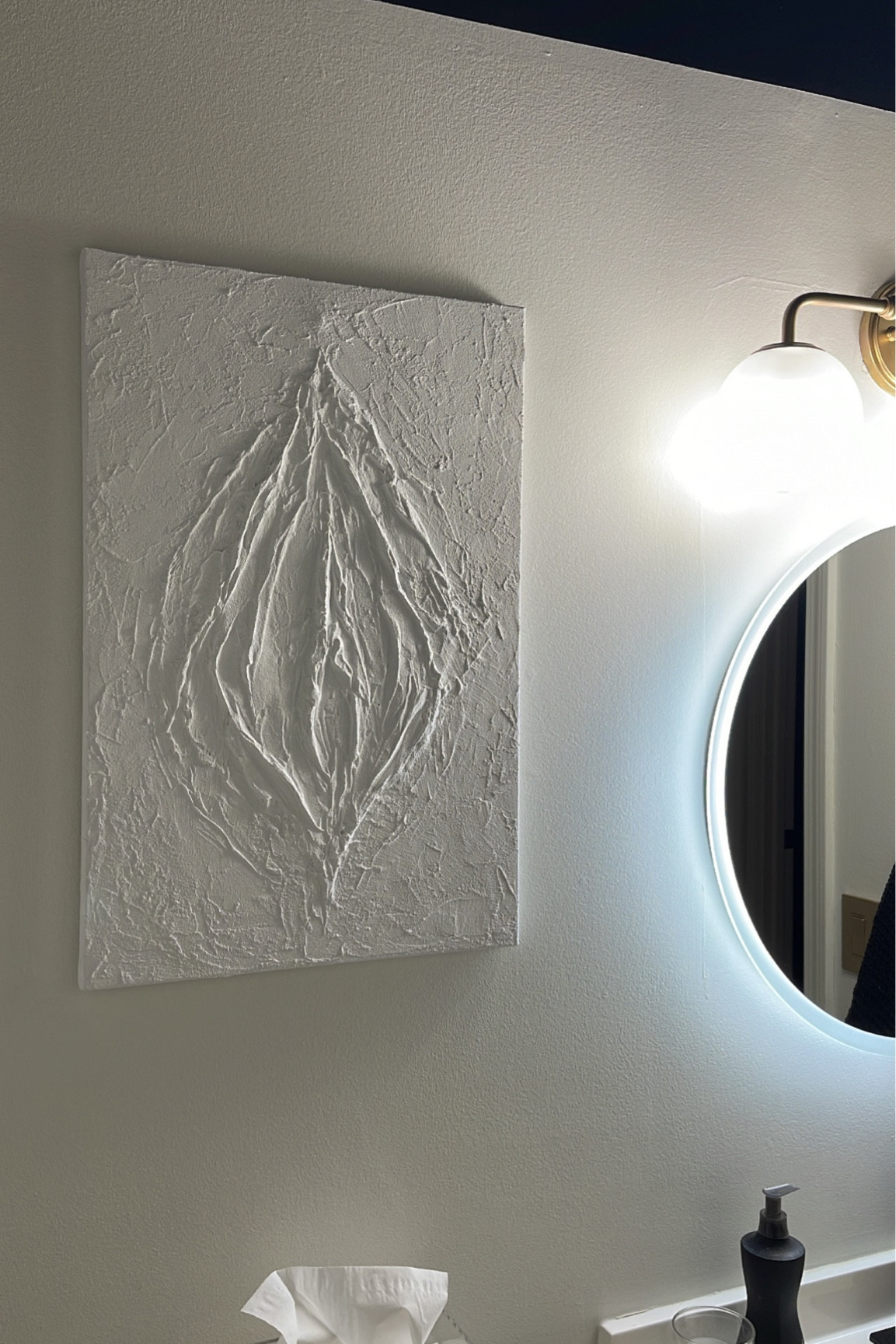 Erotic white textured wall art 