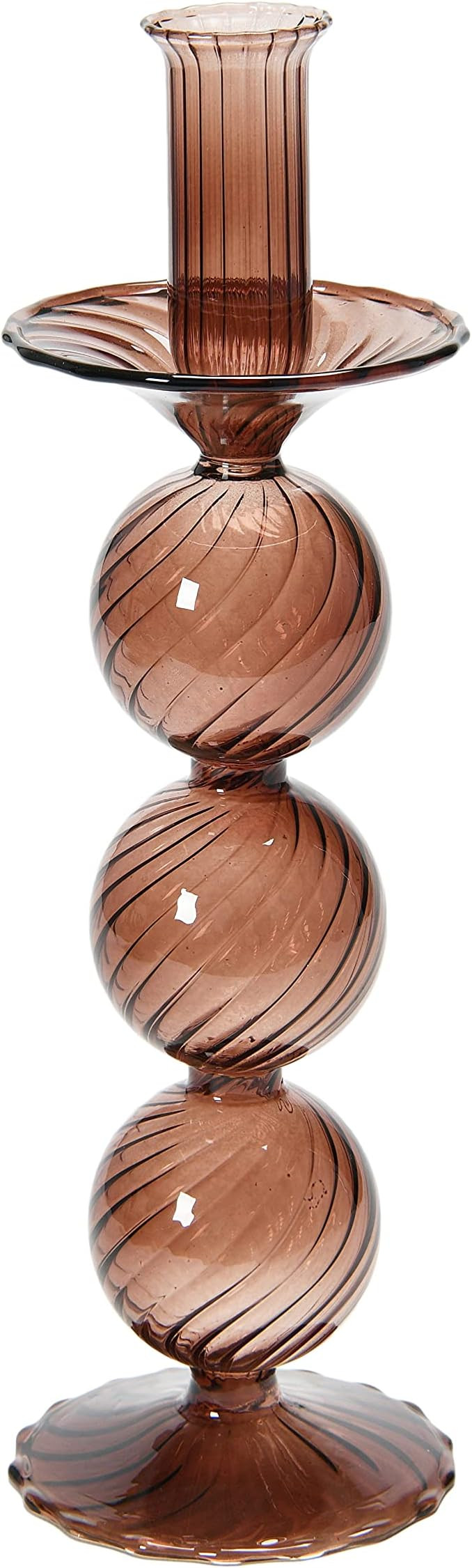 Bloomingville Embossed Glass Single Taper Candle Holder, Natural | Amazon (US)