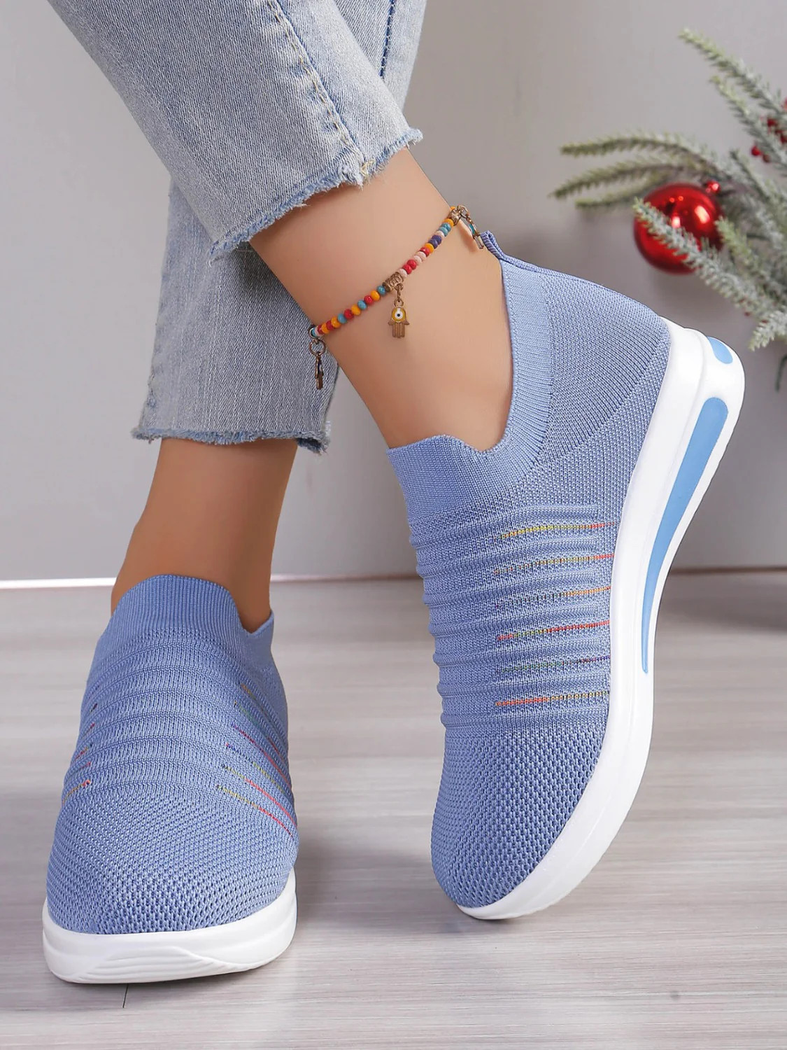 Breathable Mesh Wedge Sneakers Light Blue / 41(US10) | Casual Chic Boutique