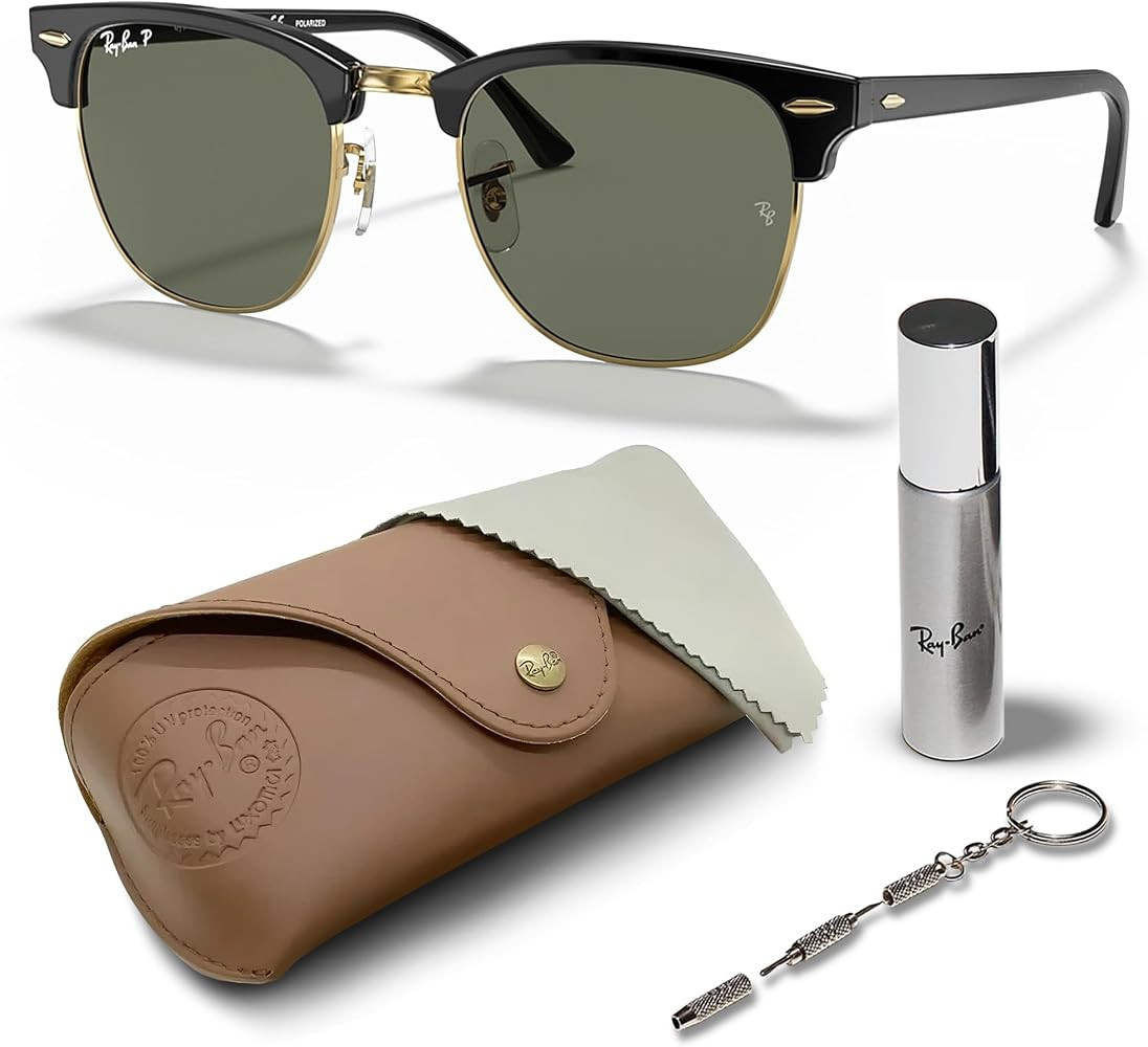 Ray-Ban RB3016 Clubmaster Classic Square Shape Sunglasses With Eyewear Kit Bundle - High Bridge F... | Amazon (US)
