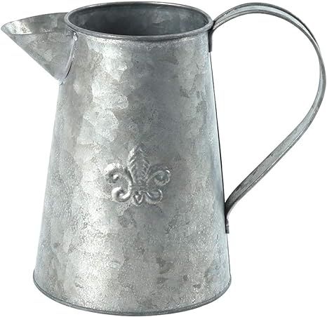 PHILPETY Silver Shabby Chic Watering Can Galvanized Finish Metal Vase Primitive Jug Country Rusti... | Amazon (US)