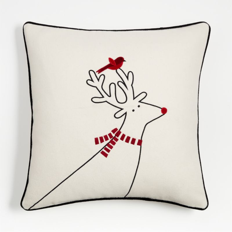 Arctic Friend Reindeer 23"x23" Holiday Throw Pillow Cover by Joan Anderson | Crate & Barrel | Crate & Barrel