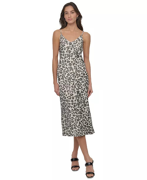 DKNY Jeans Women's Animal-Print Washed Satin Slipdress - Macy's | Macy's