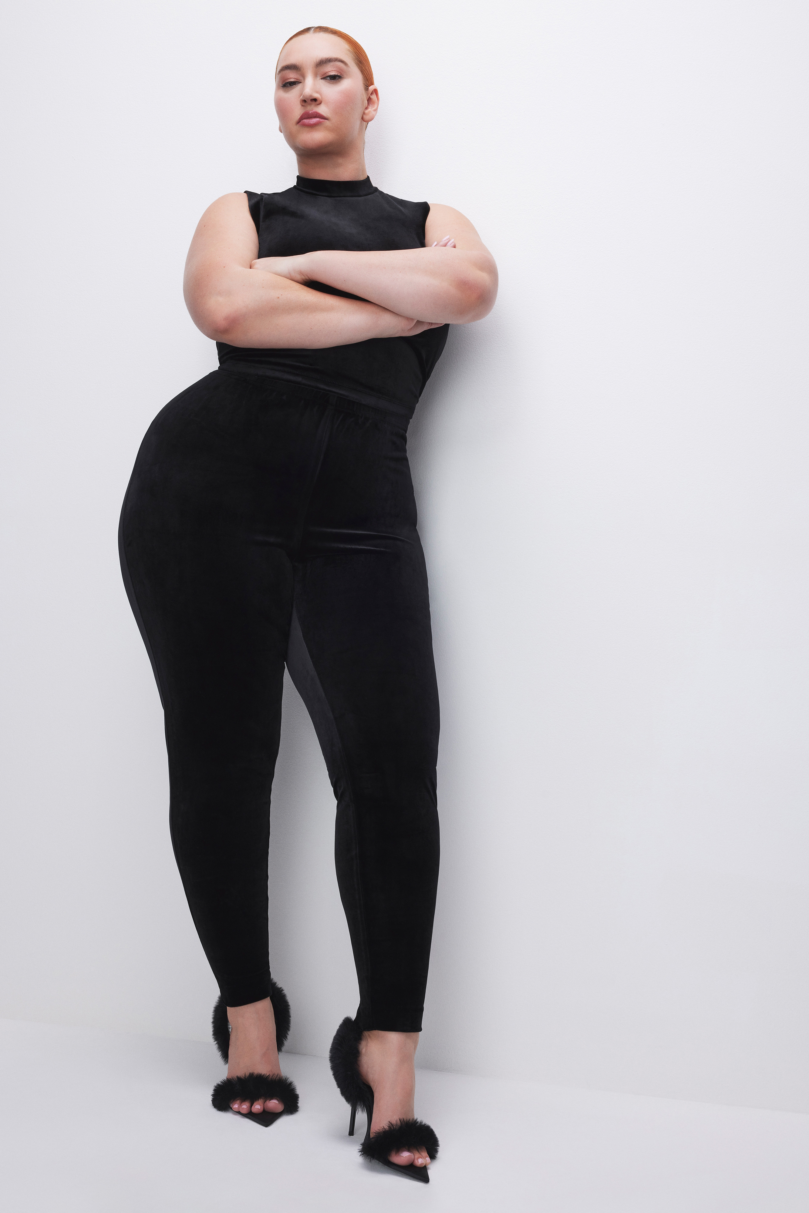 VELVET PULL-ON SKINNY LEGGINGS | Good American