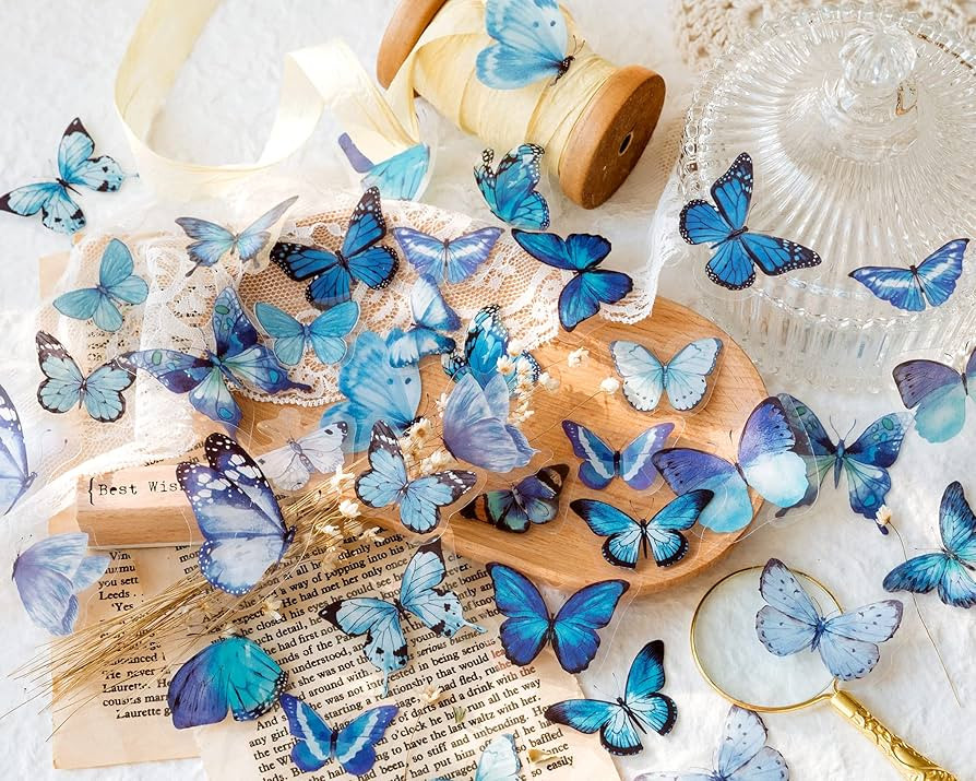 Knaid Butterfly Stickers Set (320 Pieces) Transparent Colorful Butterflies Resin Stickers Decals for | Amazon (US)