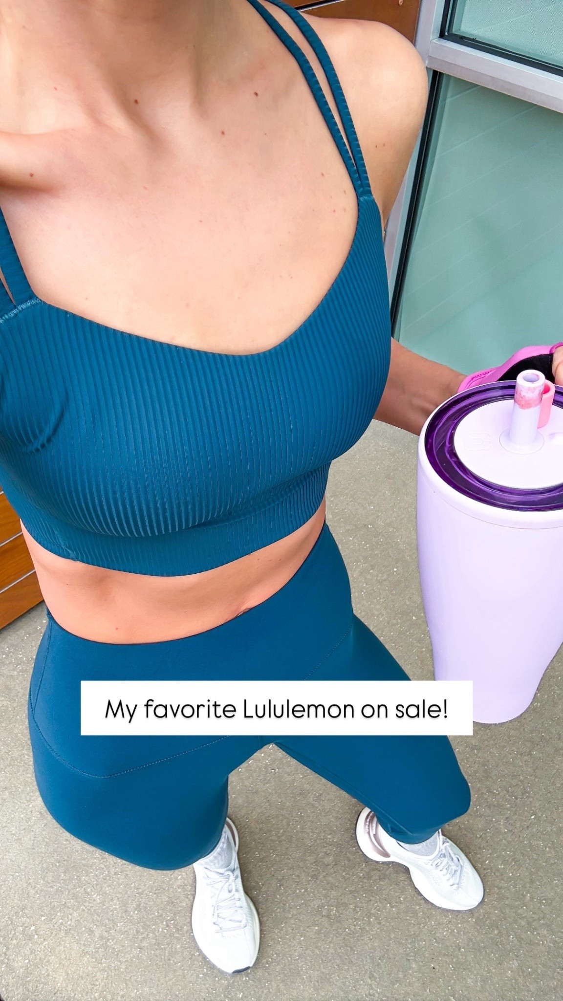 Gift ideas for her. Lululemon like a cloud ribbed long line sports bra in sz 4 (love this for weightlifting!!). Lululemon align leggings in sz 0 (my fav style!) and color in indochine blue. Lululemon chargefeel 3 workout shoes are great for weight lifting - TTS for me. Brumate leakproof cup. Matching workout set. Workout outfit. Weightlifting outfit. Gym outfit.

#LTKselfcare #LTKActive #LTKfitnessgoals