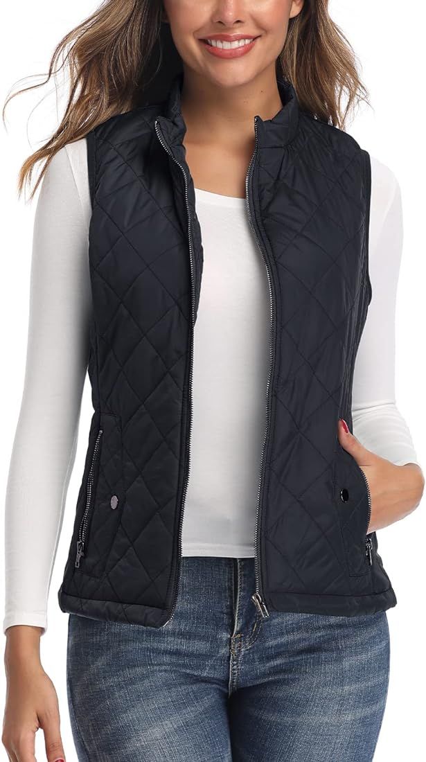 Visit the LONGKING Store 4.4  10,601
LONGKING Women's Outwear Vest - Stand Collar Lightweight Zip Qu | Amazon (US)