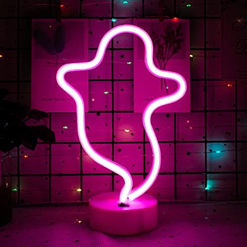 Ghost Neon Signs,Neon Signs for Wall Decor Halloween Decoration Ghost Led Neon Sign,Battery Neon Sig | Amazon (US)