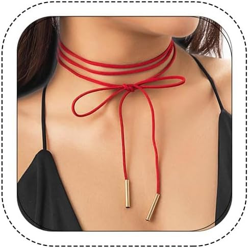 Bethynas Gothic Bow-knot Velvet Choker Necklace Sexy Long Wrap Rope Collar Tie Neck Chain with Si... | Amazon (US)