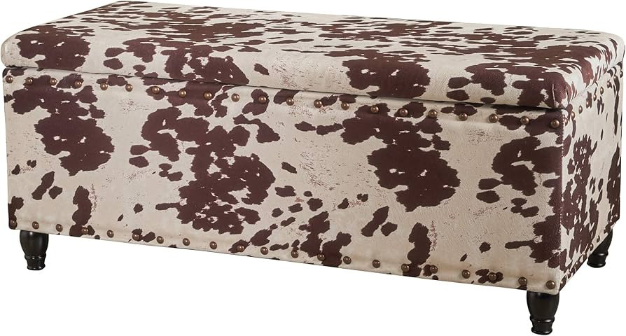 Christopher Knight Home Tatiana Velvet Storage Ottoman, Milk Cow / Dark Brown | Amazon (US)