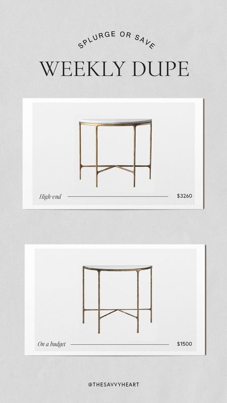 Restoration hardware burnished brass and marble top console table

#LTKhome