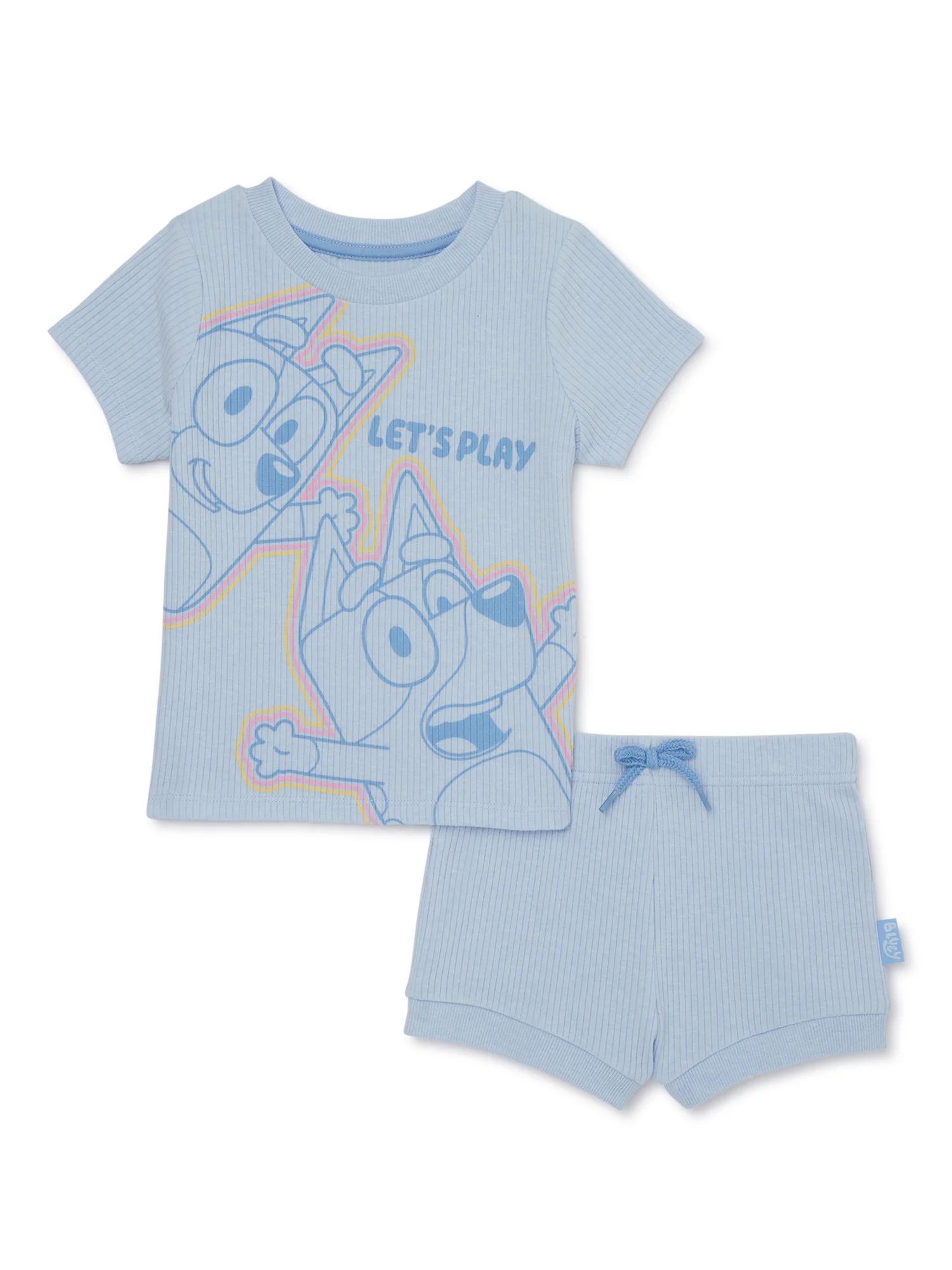 Bluey Toddler Girls Tee and Ribbed Shorts Set, 2-Piece, Sizes 2T-5T - Walmart.com | Walmart (US)