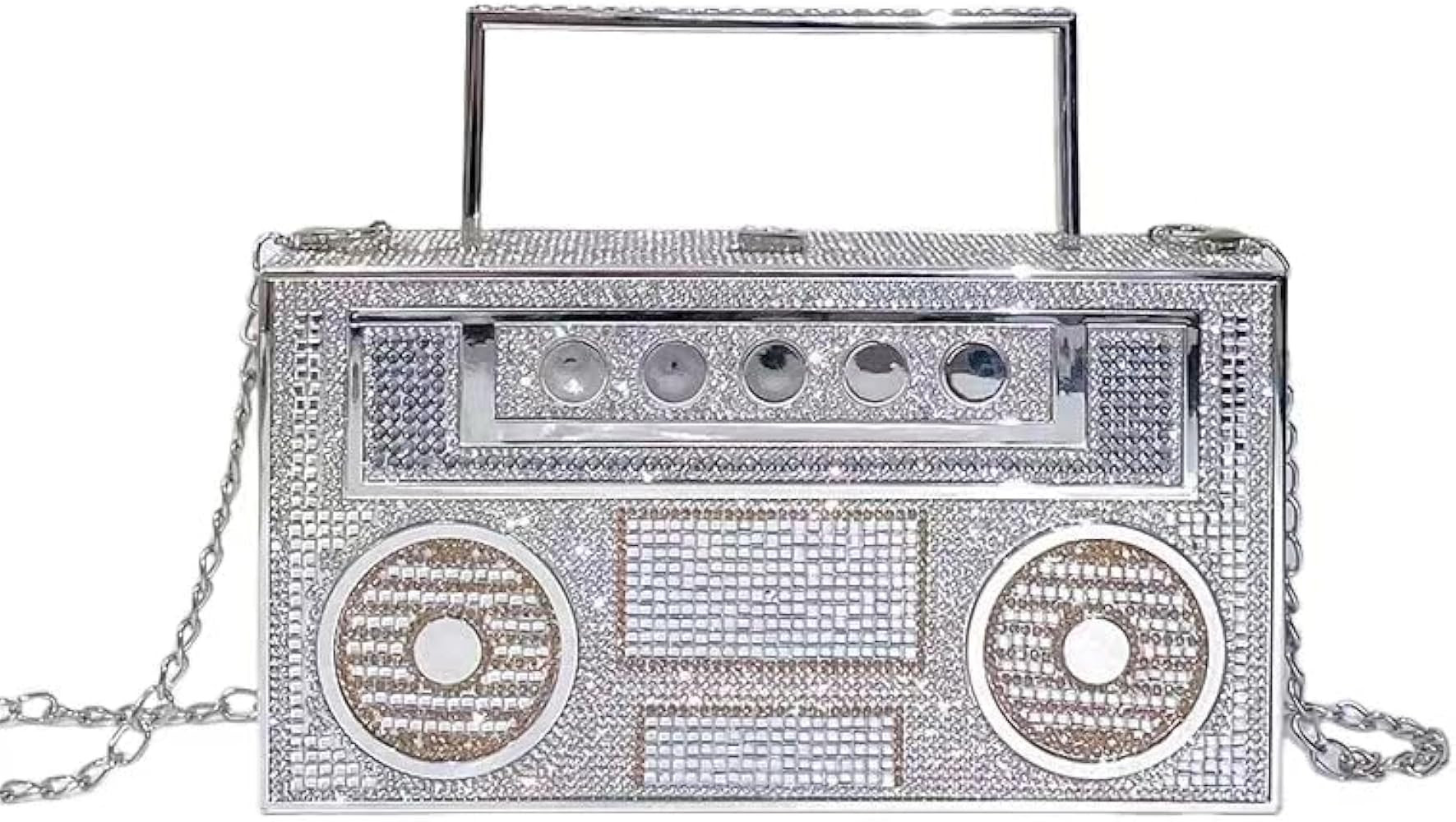 Women Retro Radio Shape Crossbody Bag Rhinestone Metal Vintage Evening Clutch Purses | Amazon (US)