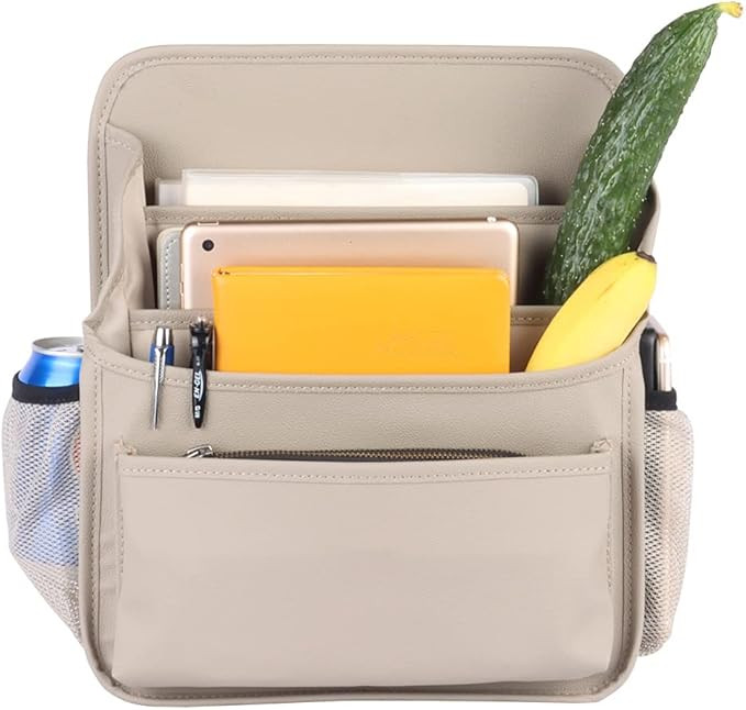 Viaviat Front Seat Organizer Car Upholstery Leather Passenger Seat Storage Bag Large Durable Car ... | Amazon (US)