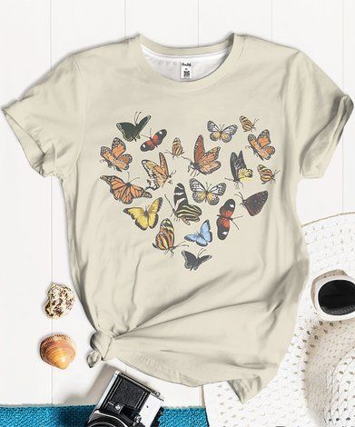 PixieLady Cream Butterfly Crewneck Tee - Women & Plus | Zulily