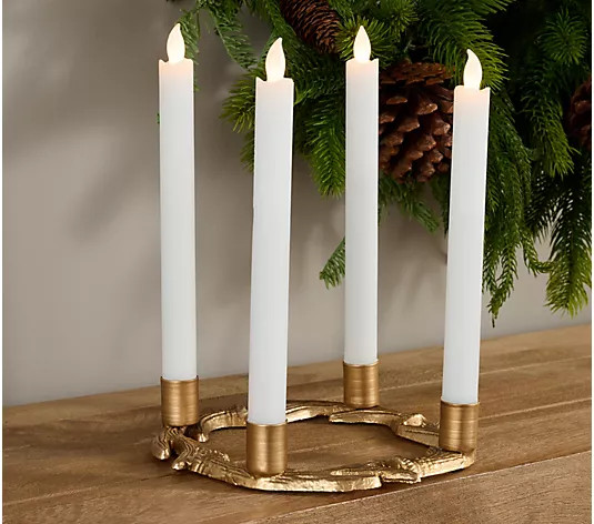 8" Round Antler Taper Holder w/ Wax LED Tapers by Lauren McBride - QVC.com | QVC