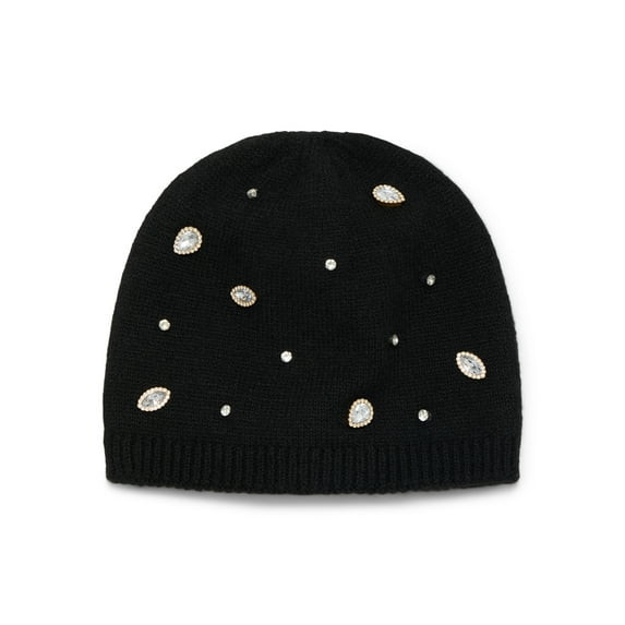 No Boundaries Women's Embellished Beanie, One Size, Black | Walmart (US)