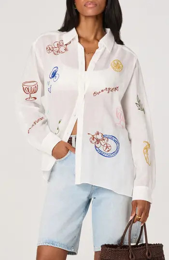 Trace Embroidered Button-Up Shirt | Nordstrom
