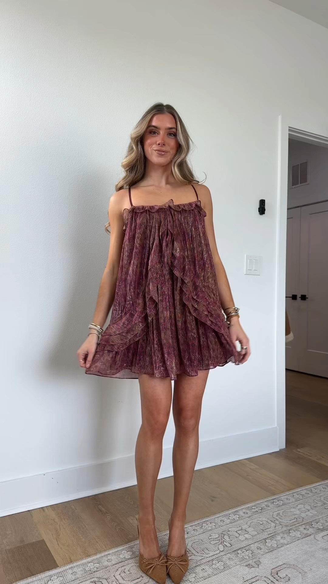 @shop12thtribe size XS. My code is SLOANEV10! The Golden Hour Raspberry Ruffle Mini Dress is giving love-story. If the color pink, shimmery fabric, and soft ruffles make you happy then this dress is for you. Never let your wardrobe feel bland babe, because you're not.

#LTKValentine #LTKSaleAlert #LTKootd