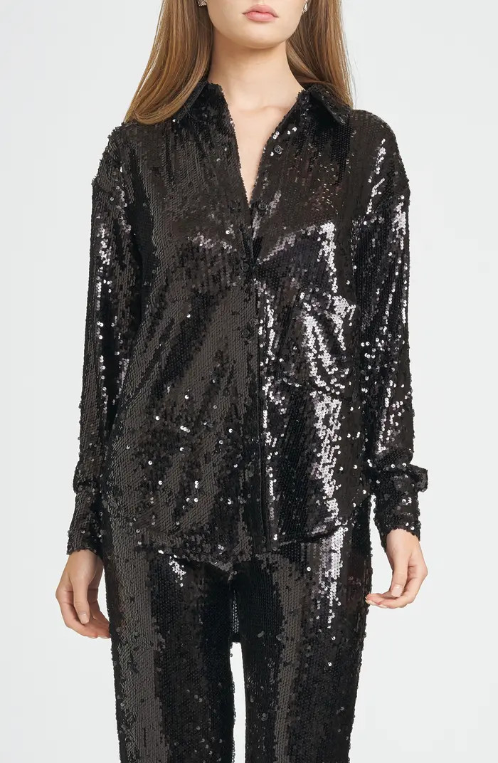 Find Your Light Sequin Button-Up Shirt | Nordstrom Rack
