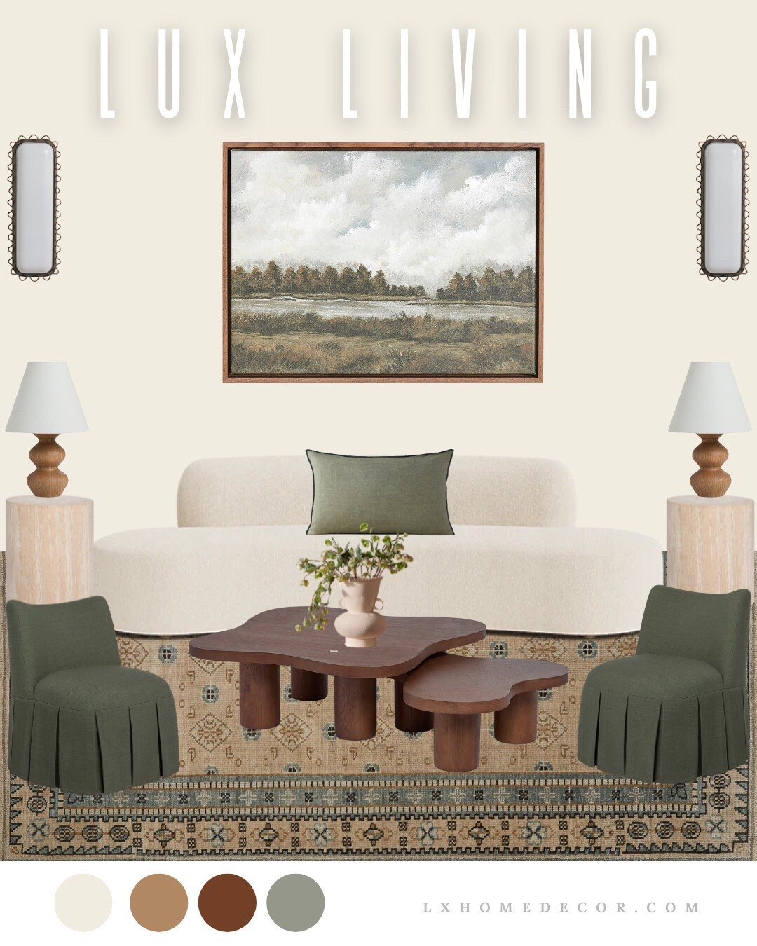 LUX LIVING: Earthy & Chic! 🌿🤍
This Lux Living look is pure serenity! I'm obsessed with the mix of creamy boucle sofa with those gorgeous olive green chairs. The natural stone tables and dark wood accents make this space feel so calming and high-end. It's the ultimate collected, earthy style! Shop every piece for your dream living room! 👇

#LTKFinds, #LuxLiving, olive green, boucle sofa, earthy tones, natural modern, sculptural tables, neutral home, chic living, 

#LTKSaleAlert #LTKFindsUnder100 #LTKHome