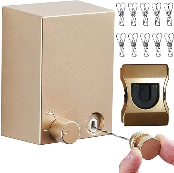 Retractable Clothesline Clothes Line Retracting Outdoor/Indoor, Heavy Duty Stainless Steel Adjust... | Amazon (US)