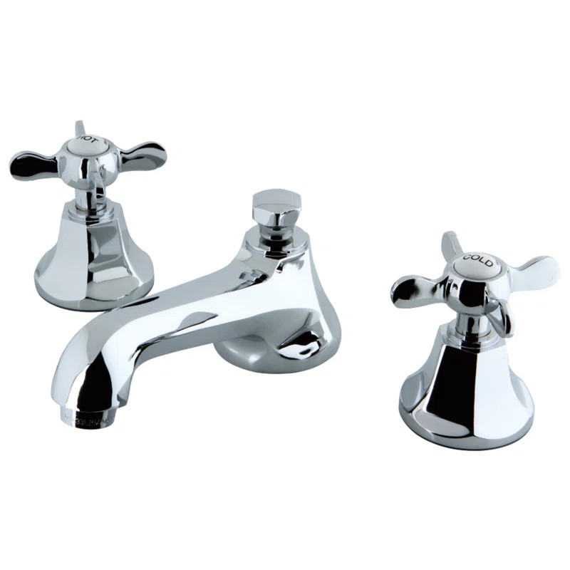 Kingston Brass Essex Two-Handle 3-Hole Deck Mount Widespread Bathroom Faucet with Brass Pop-Up Dr... | Birch Lane