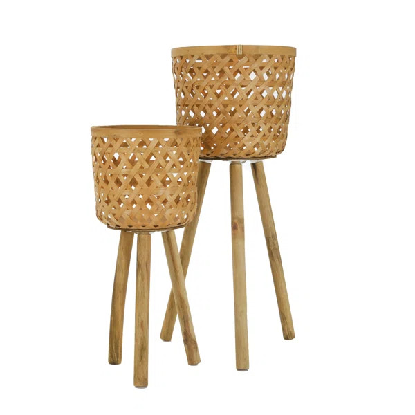 Machado 2-Piece Bamboo Pot Planter Set | Wayfair North America