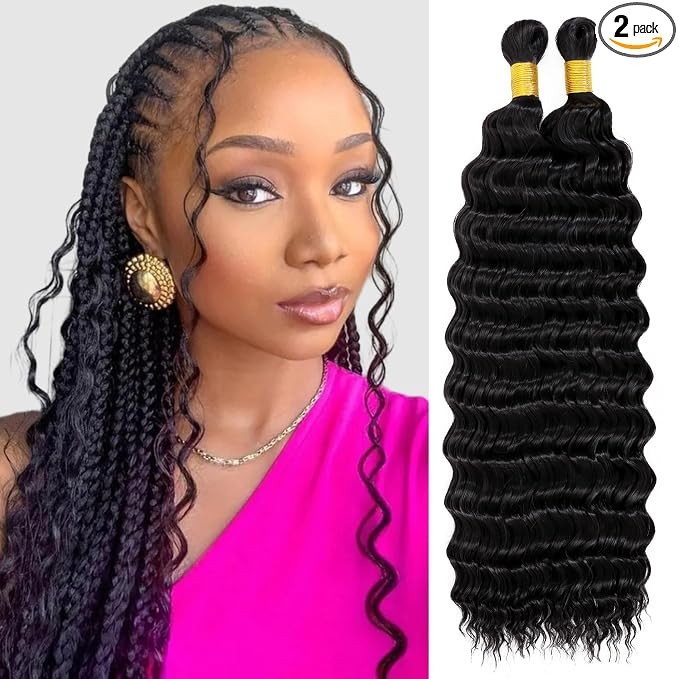 Long Curly Braiding Hair 18 Inch 2 Packs Ocean Wave Crochet Hair for Black Women Deep Wave Braidi... | Amazon (US)