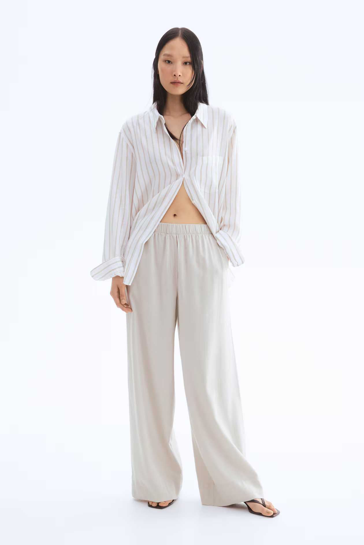 Wide linen-blend trousers | H&M (UK, MY, IN, SG, PH, TW, HK)