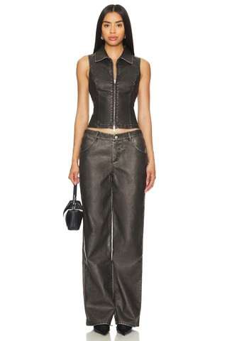 superdown Rachel Faux Leather Pant in Distressed Black from Revolve.com | Revolve Clothing (Global)