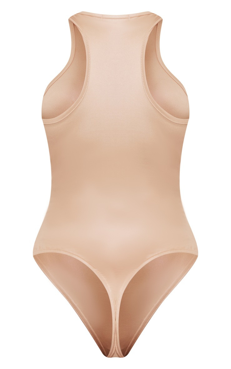 Sand Coated Racer Bodysuit | PrettyLittleThing US