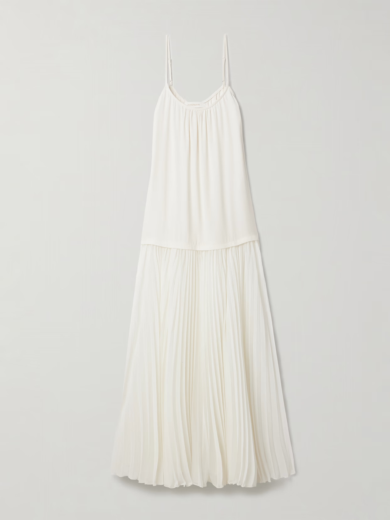 Zimmermann - Crepe De Chine And Plissé-chiffon Maxi Dress - Cream | NET-A-PORTER (US)