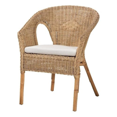 Baxton Studio Abbey Modern Bohemian Natural Brown Antique Rattan Dining Chair | Amazon (US)