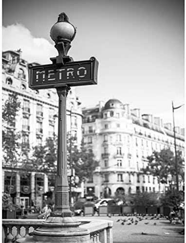 Wee Blue Coo Landmark Retro Metro Sign Paris France Black White Large Art Print Poster Wall Decor... | Amazon (US)