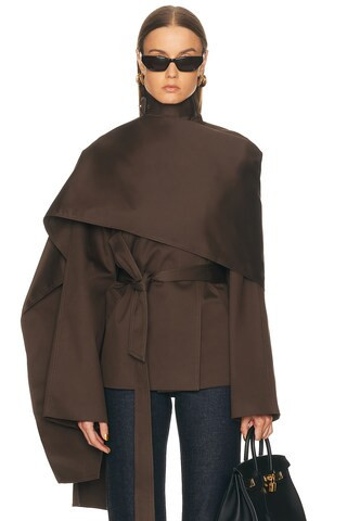 EAVES Yuna Crop Trench in Brown | FWRD 