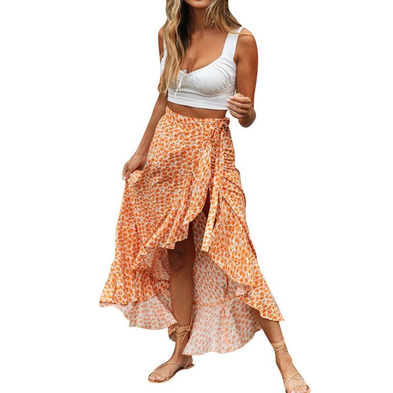 RUEWEY Woman High Waist Long Maxi Split Skirts - Walmart.com | Walmart (US)