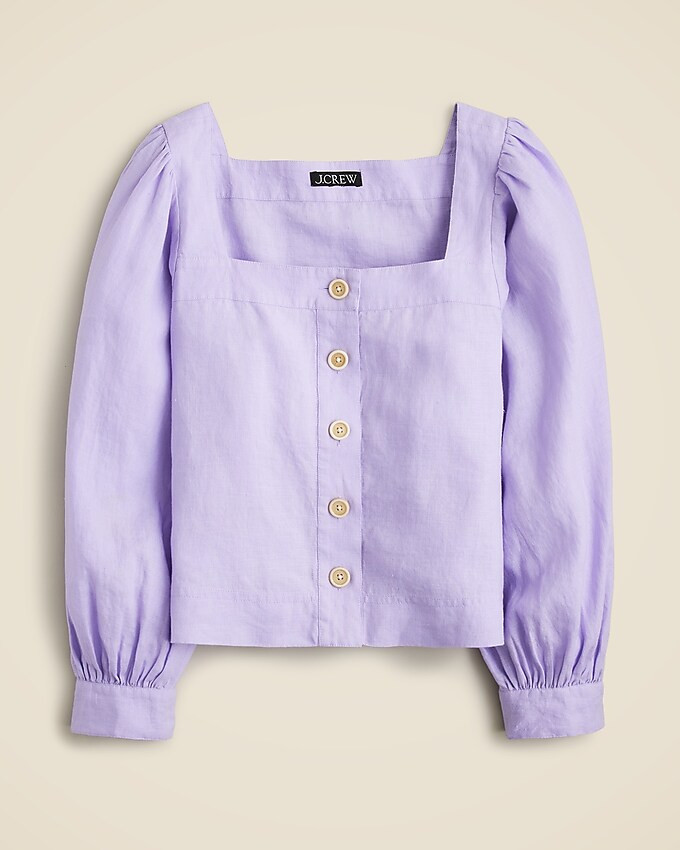 Squareneck button-up top in linen | J. Crew US