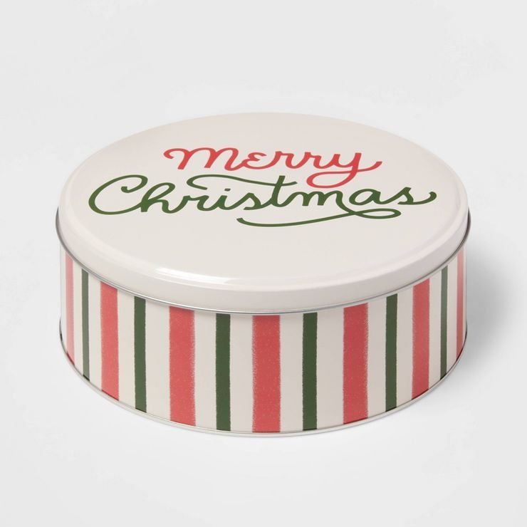 Short Merry Christmas Striped Tin - Wondershop™ | Target