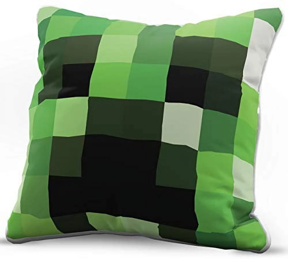 Minecraft Decorative Pillow Cover 15"x 15" Creeper, 100% Microfiber, Green, Gaming Bedding | Walmart (US)
