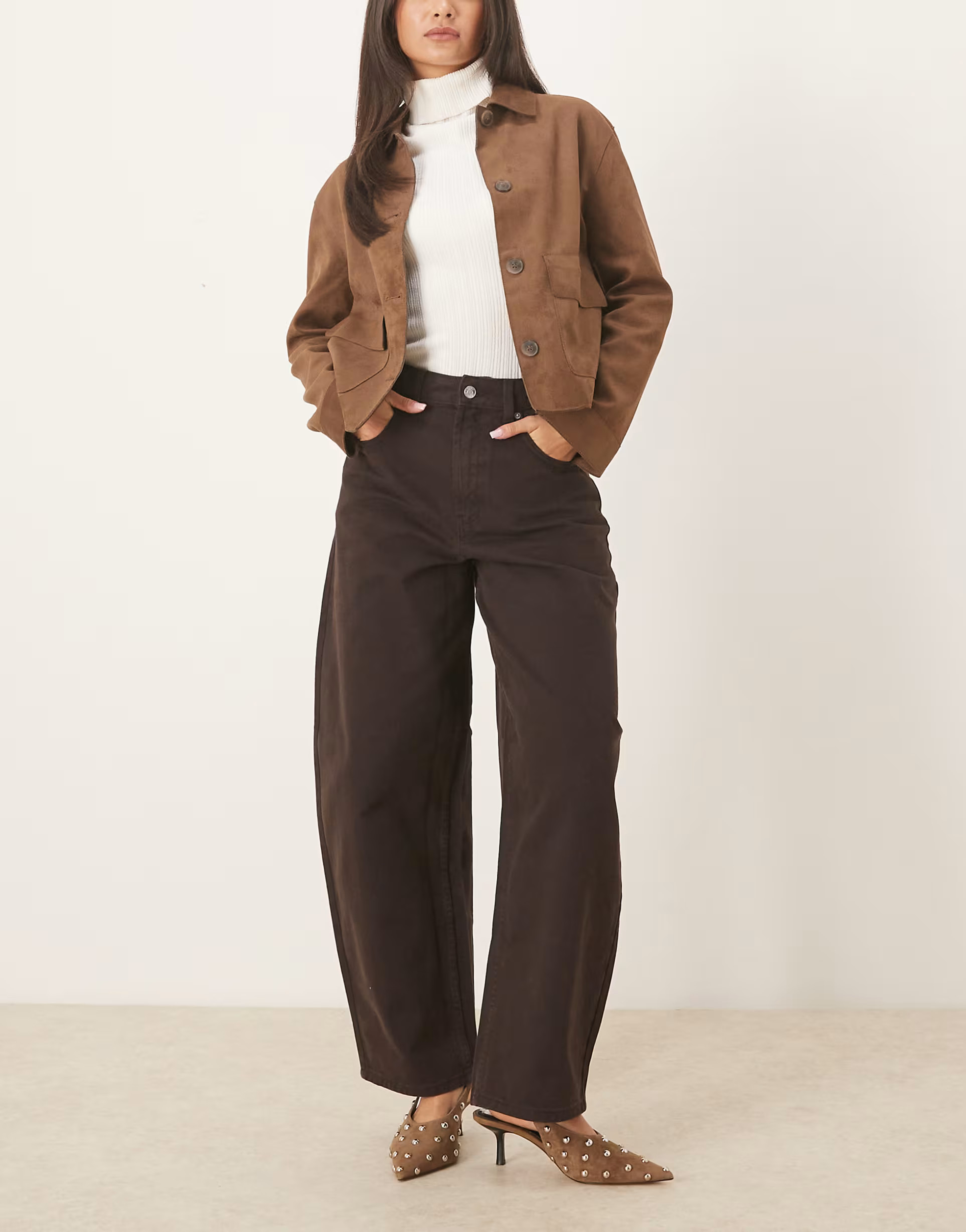 ASOS DESIGN high waist barrel jean in chocolate | ASOS | ASOS (Global)