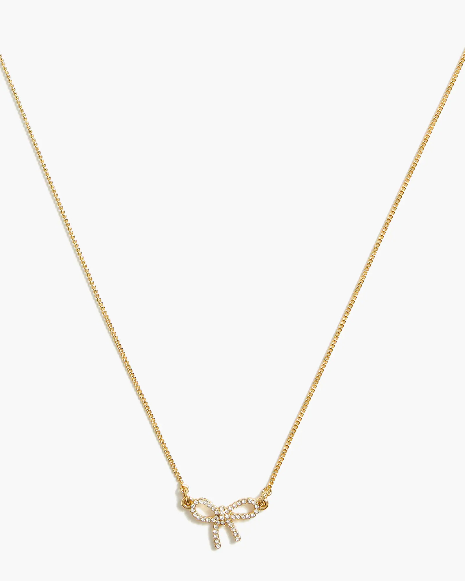Pavé crystal bow necklace | J.Crew Factory