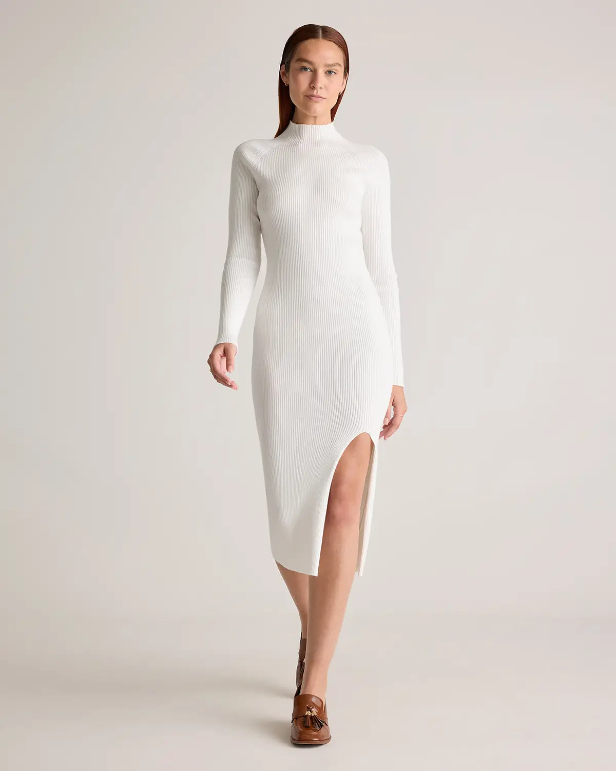 Eco-Knit Ribbed Mock Neck Sweater Dress | Quince