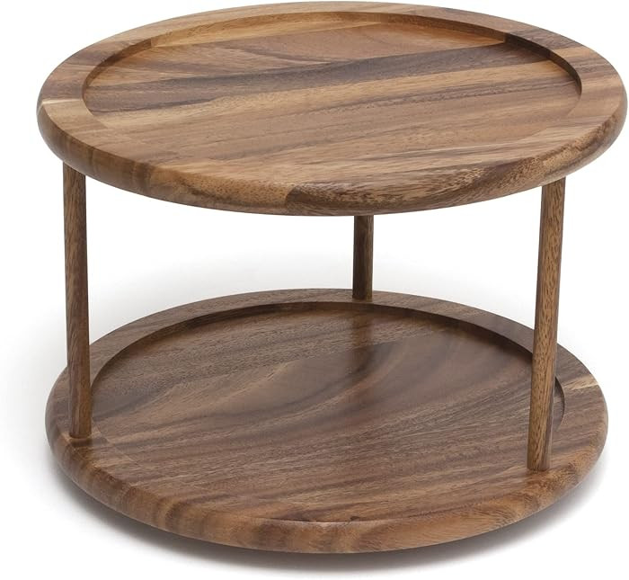 Lipper International 1302 Acacia Wood 2-Tier 10" Kitchen Turntable | Amazon (US)