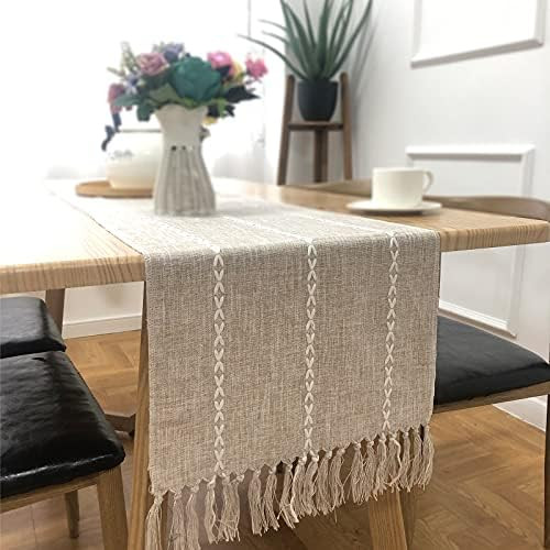 FLPYARD Braided Farmhouse Table Runner Vintage Woven Table Runner Cotton Linen Table Decorations ... | Amazon (US)