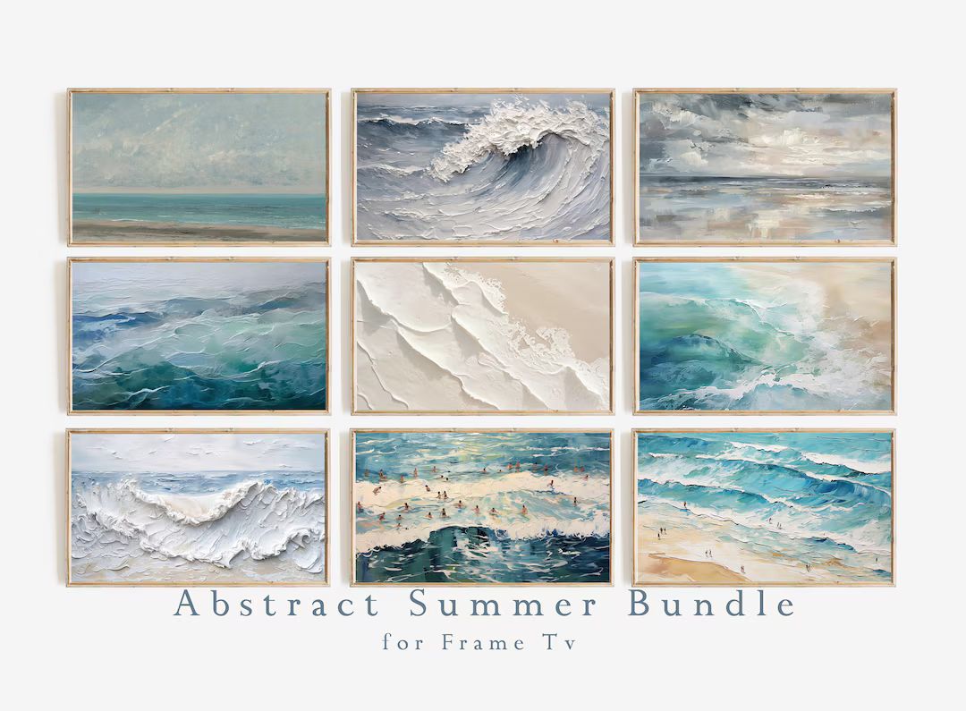 Frame TV Summer Art Bundle Abstract Ocean Waves Digital Download Set Modern Seascape Beach Discou... | Etsy (US)